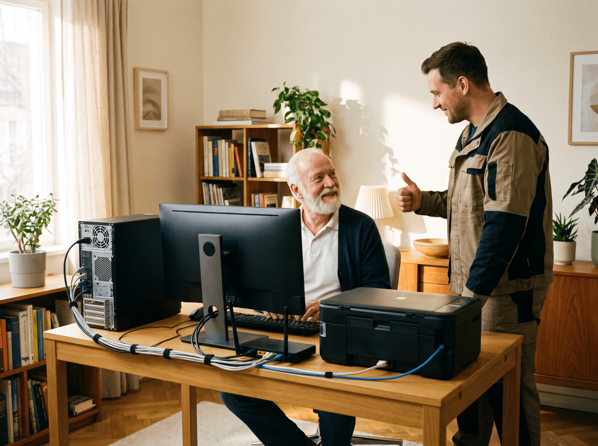 Computer Hjælp FF Ny computer sat op med programmer, printer og internet